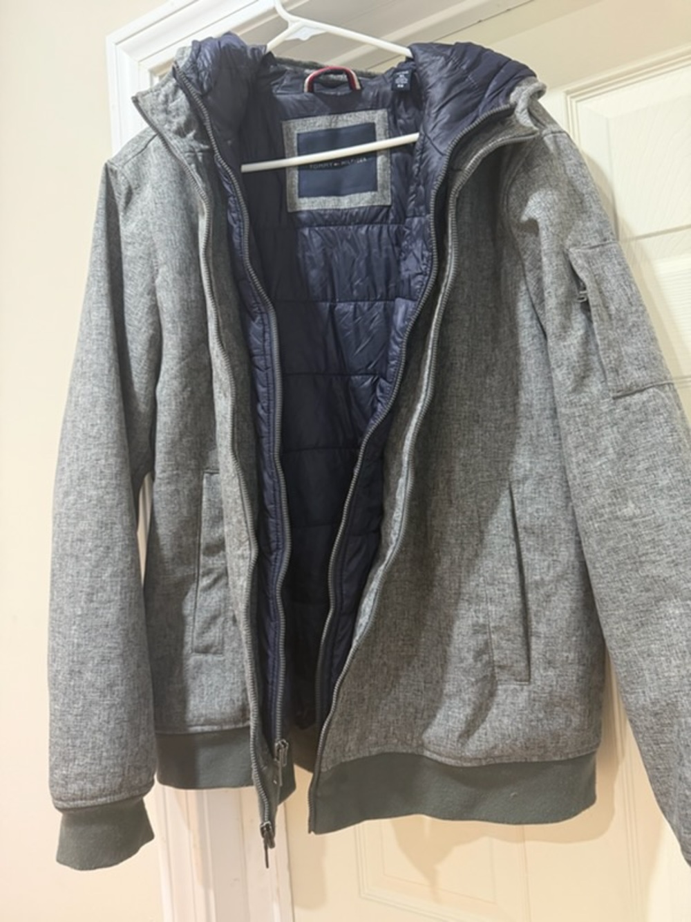 Tommy Hilfiger Gray Jacket with Navy Quilted Liner